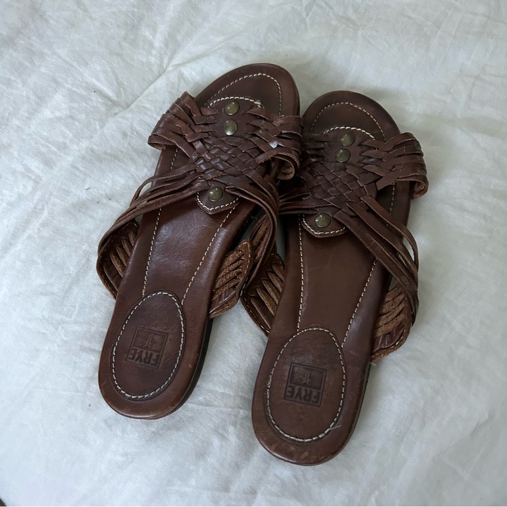 Frye Dark Brown Flat Sandals